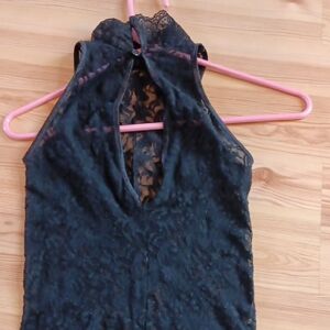 Black Cut Out Embellished Bodysuit